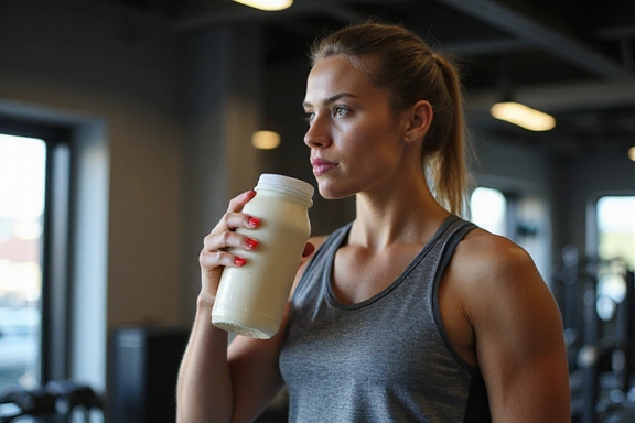 Atleta consumiendo un batido de proteínas después de entrenar